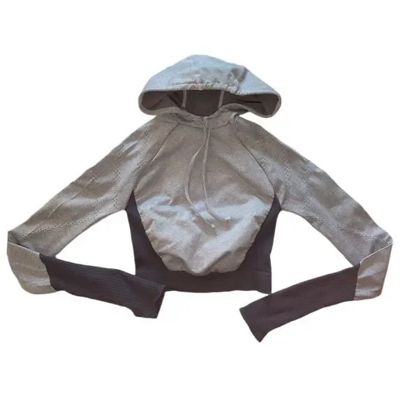 New FP Movement Good Karma Heather Run Cropped Hoodie Jacket - Picture 3 of 12